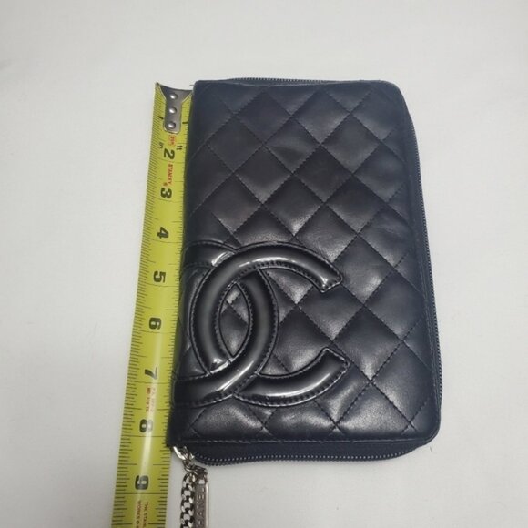 Authentic Chanel Cambon Long Zip Around Wallet Black Pink Organizer - Picture 13 of 14